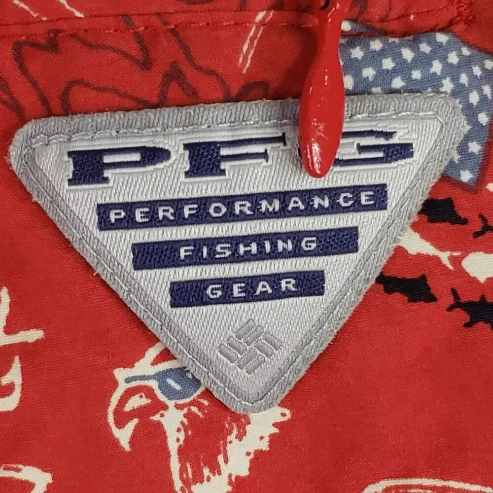 Columbia PFG Swim Trunks Red Men’s Size XXL American Flag Lined Pockets USA